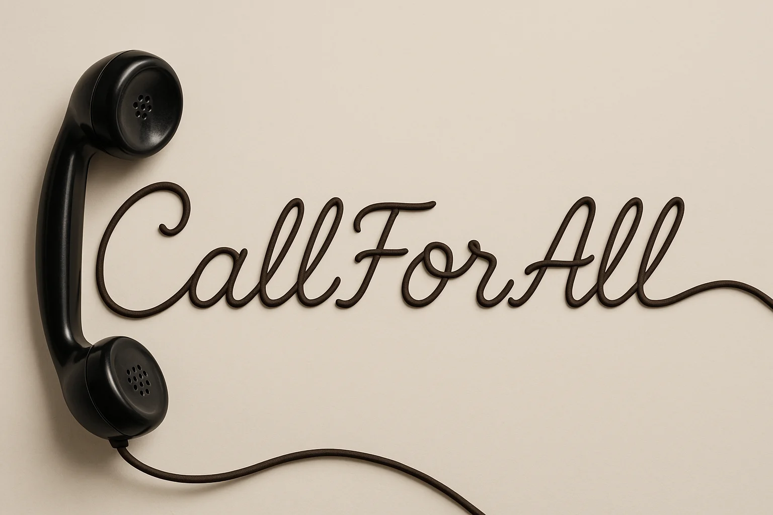 Vintage phone with calligraphy writing Call For All.